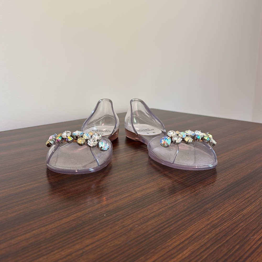 Stuart Weitzman D'orsay Multicolor Rhinestone Clear Jelly Flats Size 8 Italy